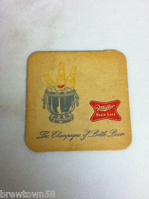 Miller High Life beer coaster bar coasters The Champagne of Bottle Beer WI AE4