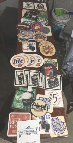 Vintage Mixed Lot Beer Coasters Bud, Miller Lite,Bears Budweiser etc.
