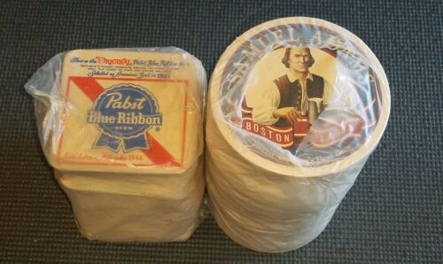 Pabst Blue Ribbon/Samuel Adams Beer Coasters in Original Platic Seal