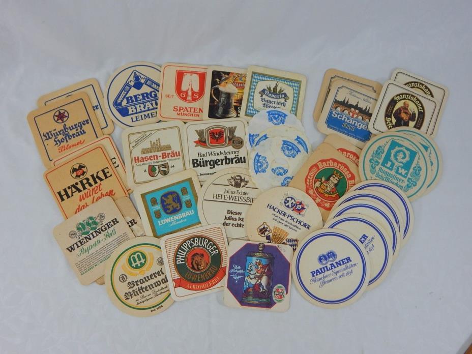 34 Vtg Beer & Wine Coasters Various Germany Brands ML