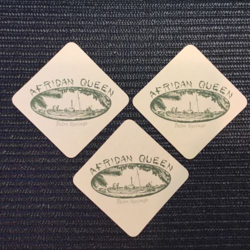 Vintage Palm Springs Set of three coasters from African Queen Restaurant Rare