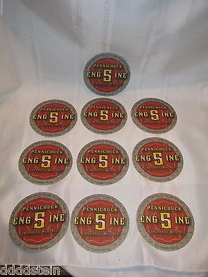 RARE LOT OF 20 PENNICHUCK ENGINE 5 FIREHOUSE RED ALE BEER COASTERS - MILFORD NH