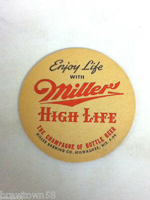 Miller High Life beer coaster bar coasters 1 Champagne of Bottle Beers AD6