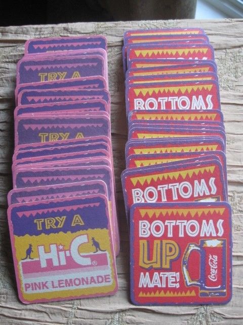 50 BOTTOMS UP MATE COCA COLA TRY A HI-C PINK LEMONADE COASTERS ESTATE COLLECTION