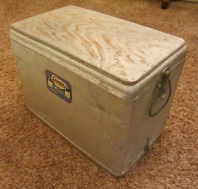 Vintage CRONCO CRONSTROMS Picnic COOLER Camping Fishing Alum Wooden Cover USA