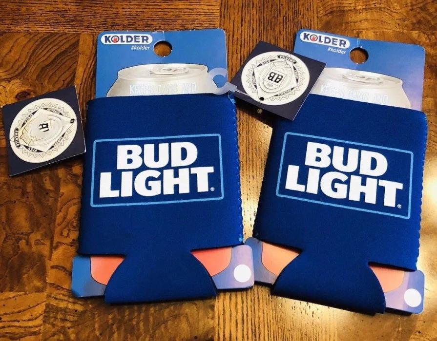NEW 2 PACK Kolder Officially Licensed Bud Light Beer Can Neoprene Cooler Koozie