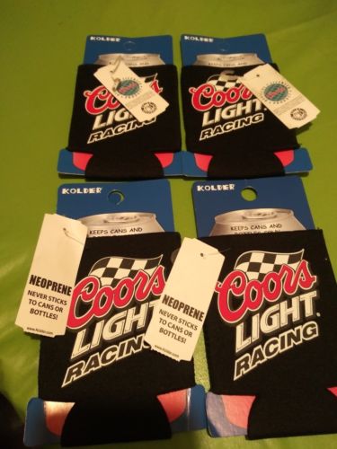 NWT 4 Pieces Lot Black Coors Light Beer Can Bottle Cooler