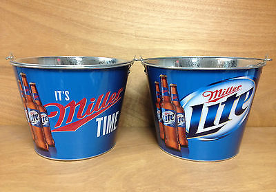 Miller Lite Beer Its Miller Time 5 quart Ice Bucket Set - Set of 2 - New & F/Sh.