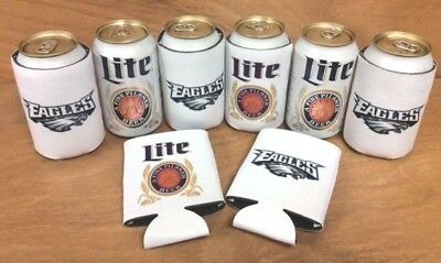 Miller Lite Philadelphia Eagles Retro Beer Koozie Huggie - Set Of 6 - New & F/S