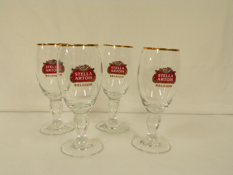 Stella Artois Set of 4 Gold Rim Beer Glasses 15 CL / 5 oz