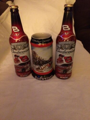 2 Nascar Dale Earnhardt Jr Budweiser Bottles & 1992 Budweiser Stein