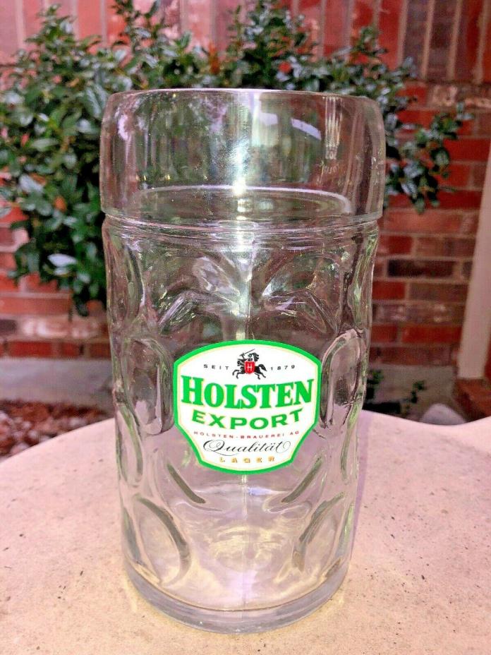 Holsten Export Lager Beer Handled 2 Pint Glass DIMPLED Stein  Pub Home Bar VGUC