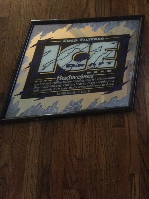 Bud Ice Mirrored Beer Sign from 1993 - 26 X 23