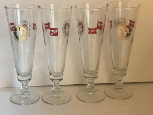 4 Miller Beer Philip Morris 7 UP 1984 Louisiana World Exposition Stemmed Glass