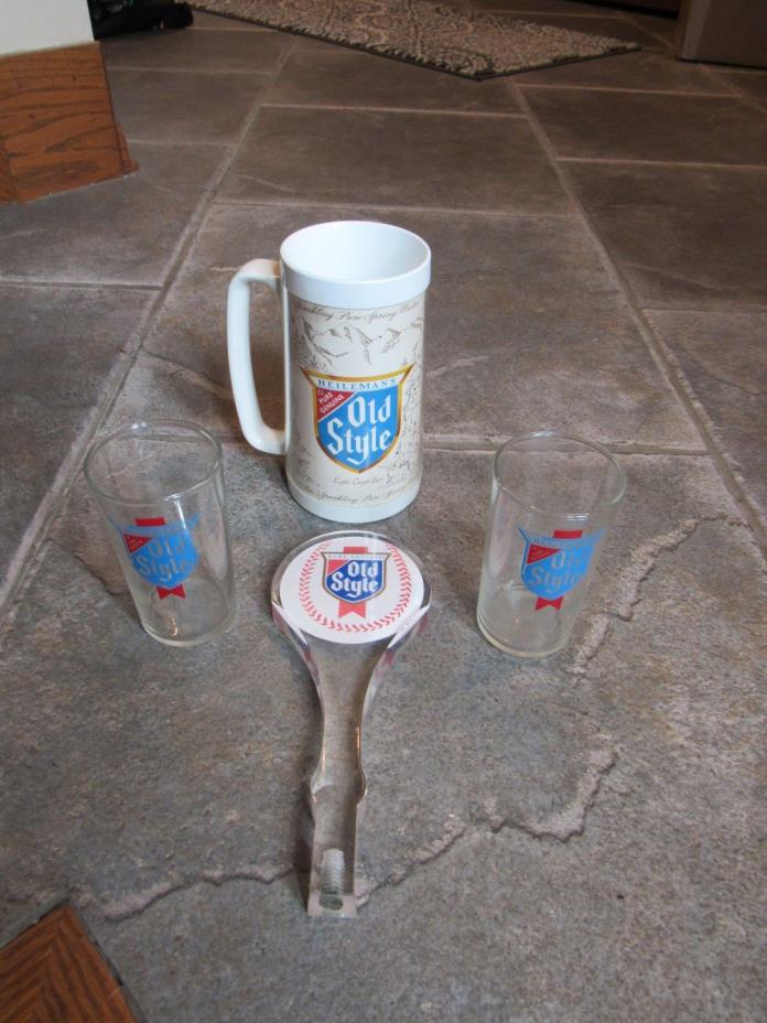 OLD STYLE chaser taster 2 beer glass Thermo serv mug plasticTapper LOT baseball
