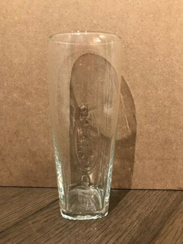 One (1) Bud Light Clear Etched Beer Glasses 20 oz 7” Tall Square Base MINT