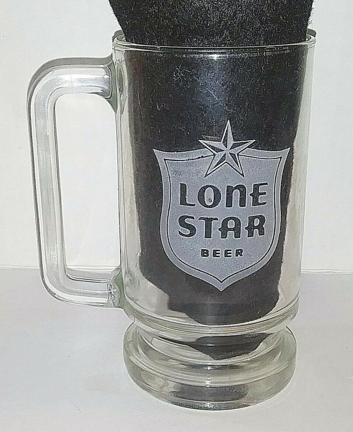 Vintage LONE STAR Beer Etched Shield Glass / Mug 6