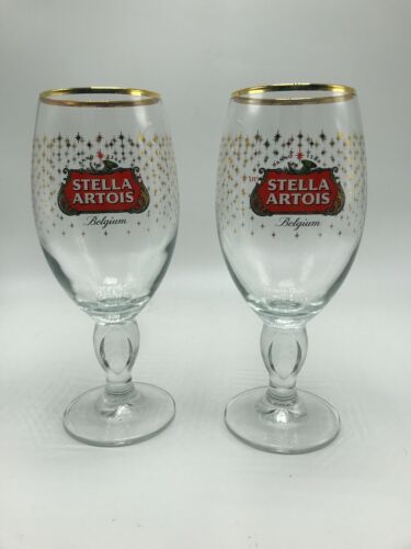 Stella Artois Holiday Beer Chalice Glasses Set of Two (2) 33 cl