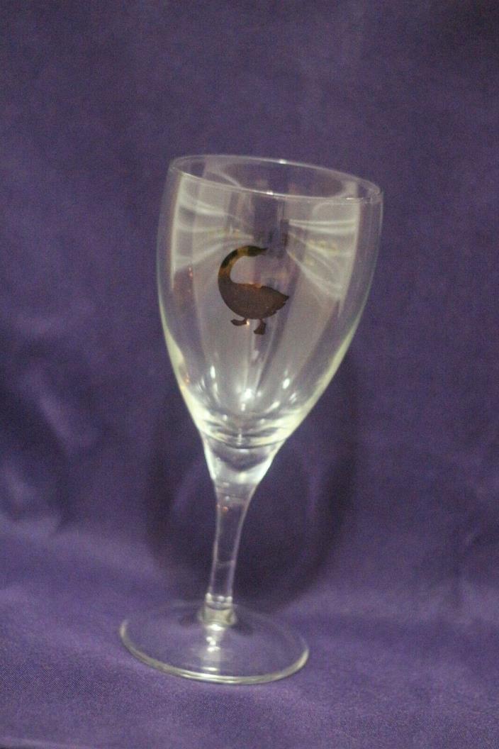 GOOSE ISLAND BEER COMPANY STEMMED CHALICE BEER GLASS 13.75 OUNCES GOLD DESIGN