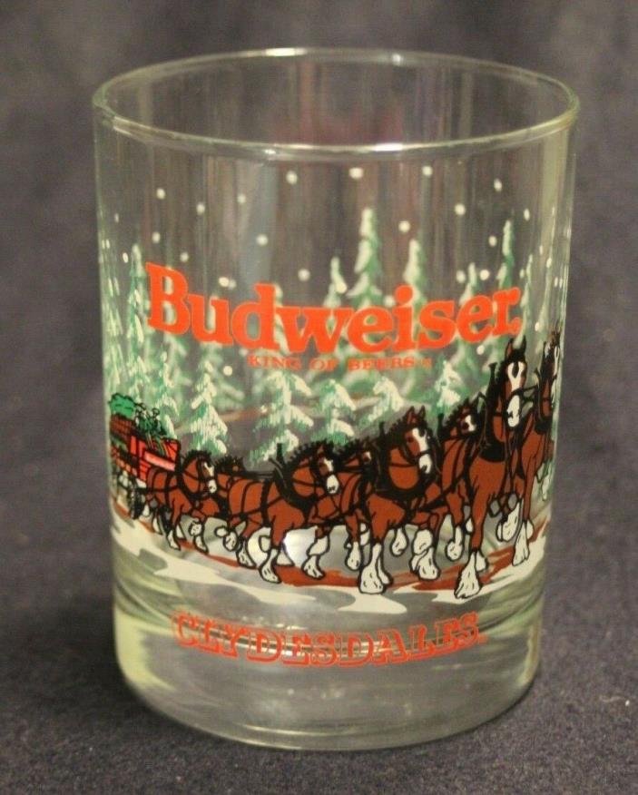 Budweiser Clydesdales Horses Winter Scene Anheuser-Busch 1992 Vintage Glass Cup