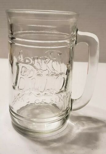 Bud King of Beers Clear Glass Stein Tankard Mug Glass #1280