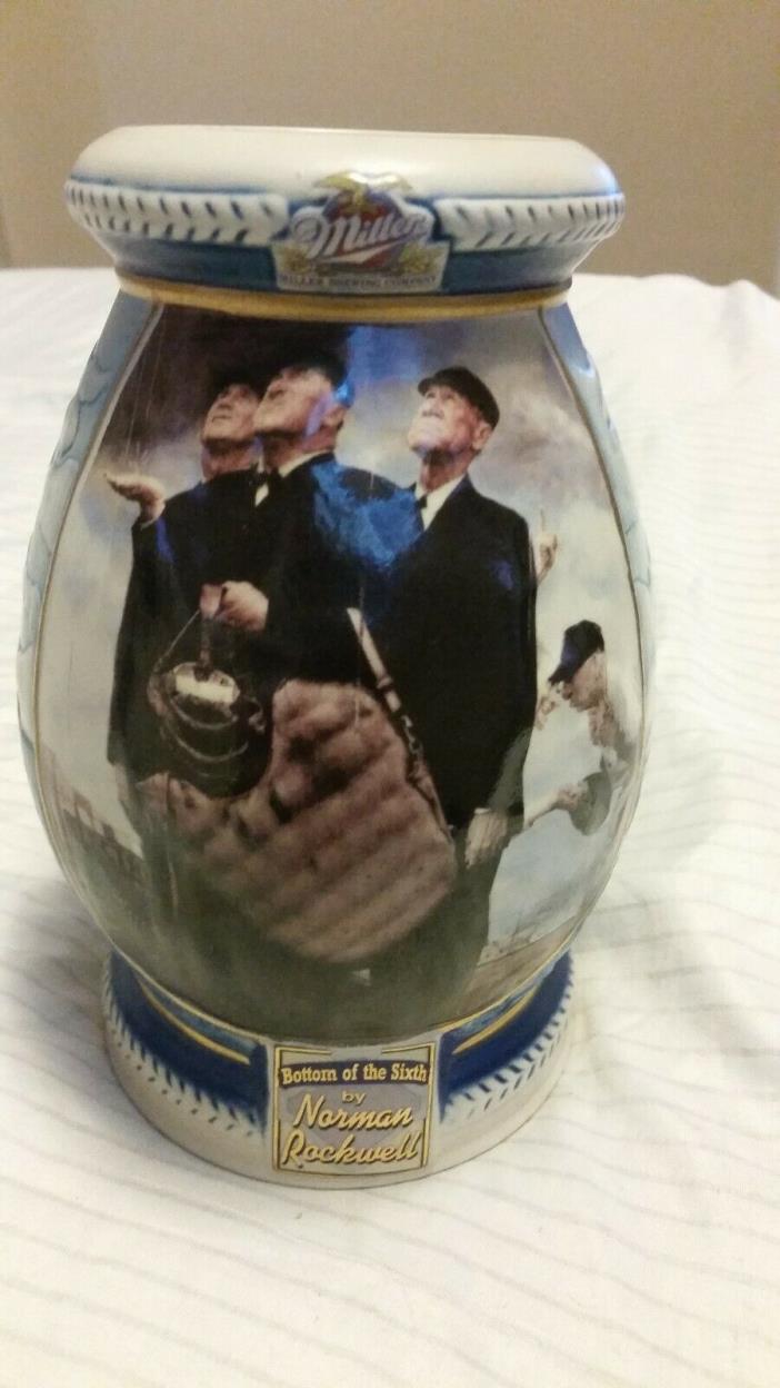 MILLER BEER BOTTOM OF THE 6TH NORMAN ROCKWELL BRAX STEIN 1ST IN A SERIES