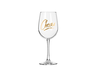 Easy, Tiger Wine Glass with Foil, Gold Cheers 16 oz