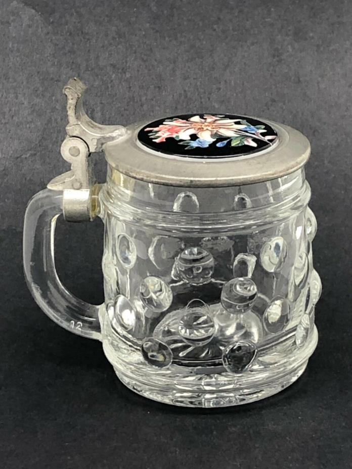 Vintage Schnapskrugerl Original BMF Pewter & Glass Mini Stein Rein-Zinn