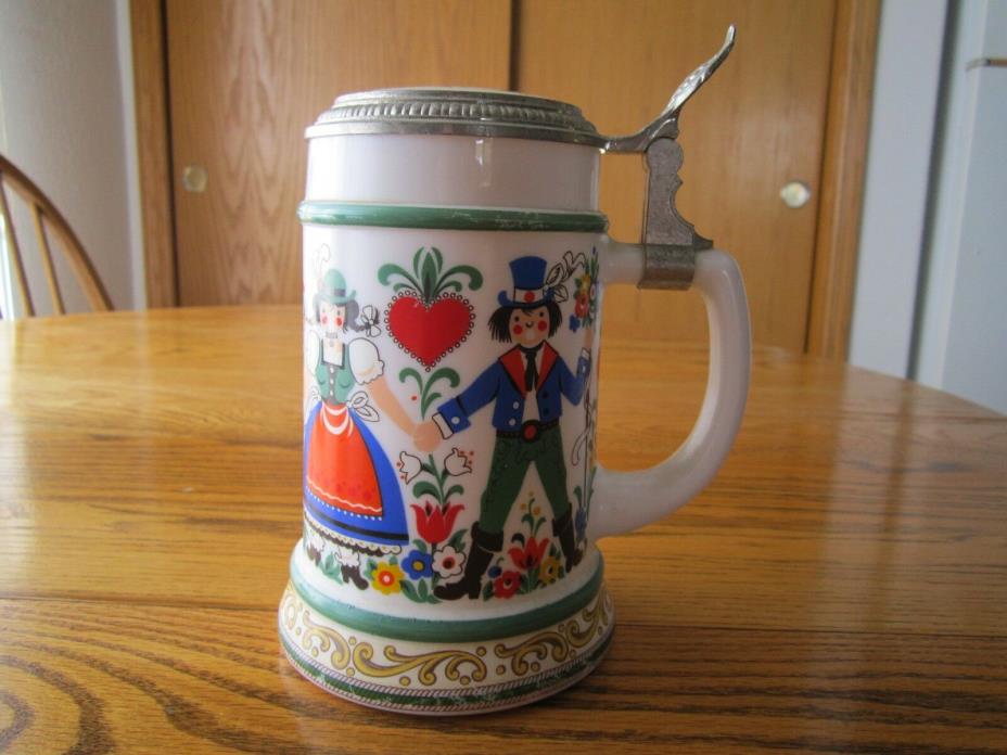 VINTAGE CERAMIC BMF PEWTER LIDDED W-GERMAN STEIN