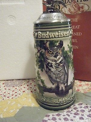 Vintage Rare Collectable BEER STIEN Org. Box GREAT HORNED OWL Birds of Prey