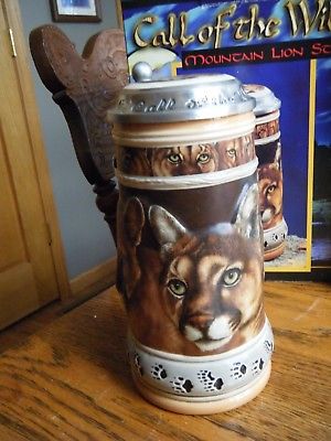 Vintage Rare Collectable BEER STIEN - Call of the Wild - Mountain Lion Org. Box