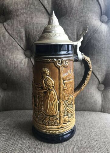 Marzi and Remy Beer Stein #2350 Tavern Scene - Pewter Top - Made In Germany