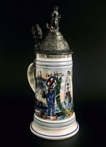 Regimental Lithopane Beer Stein 1910-13 Vintage German Porcelain Military