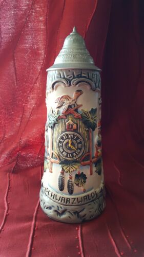 Vintage Antique King Beer Stein Schwarzwald Cuckoo Clock  Hand Made in Germany