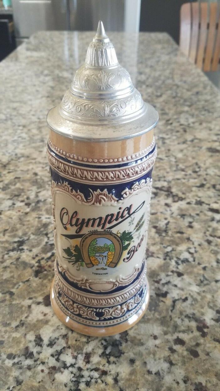 OLYMPIA BEER STEIN w/ Lid West Germany, with Original GERZ Gold Stamp