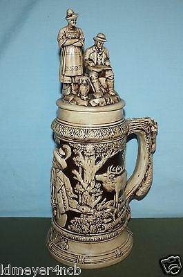 SUPER-SIZED CERAMIC ORNATE BEER STEIN LOCALLY DECORATED & FIRED IN MAQUOKETA, IA