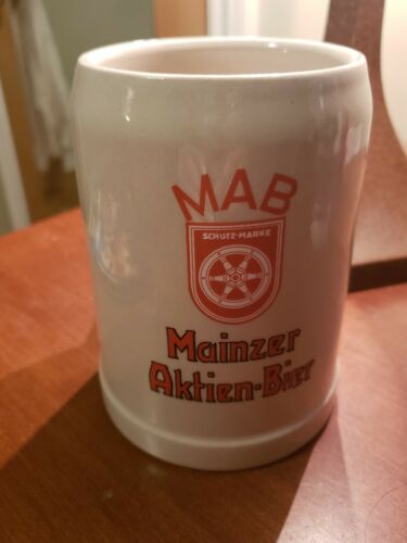 Vintage German Beer Mug Stein Stone Ware 0.5 L GERZ MAB Mainzer Aktien-Bier