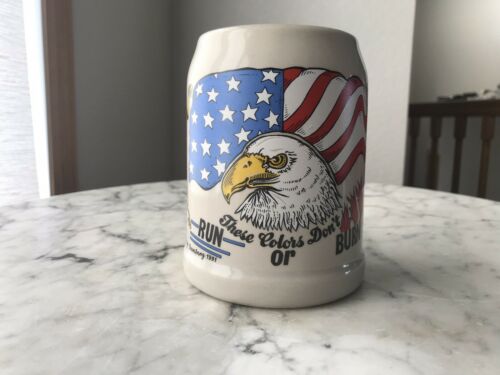 Vintage Americana Beer Stein Schedel Bavaria 1991 USA Flag These Colors Dont Run