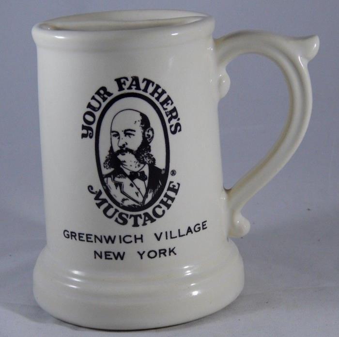 Your Father's Mustache Ceramic Left handed Stein Mug McCoy USA Greenwich Village