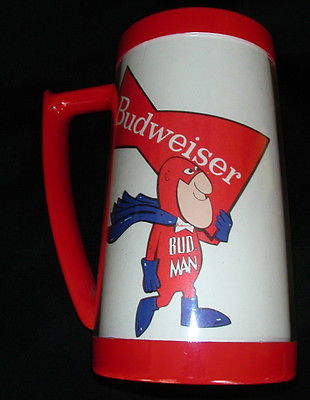 Vintage Budweiser Bud Man Beer Thermo-Serv Mug Brewerianna 1970s Barware Cartoon