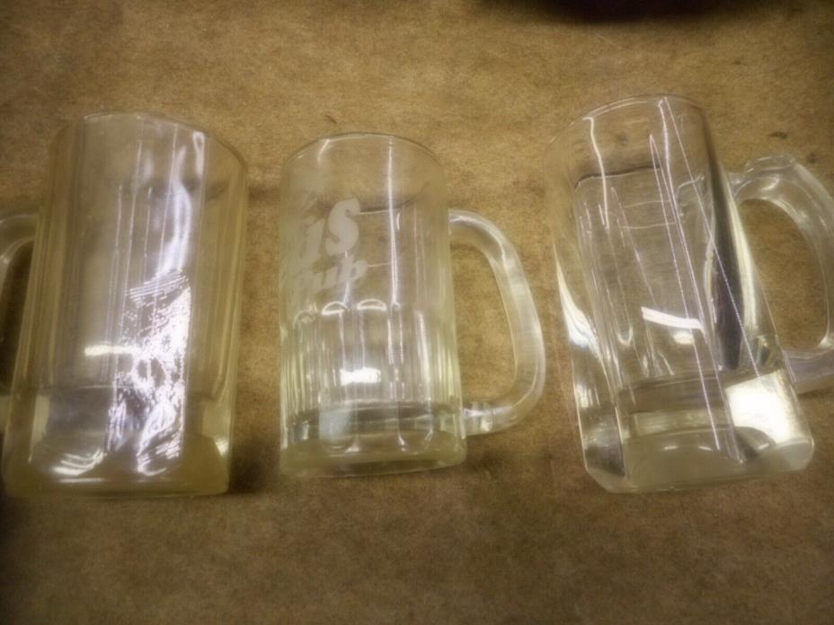 3 ANTIQUE BAR BEER MUGS HEAVY GLASS COLLECTABLES USED CONDITION
