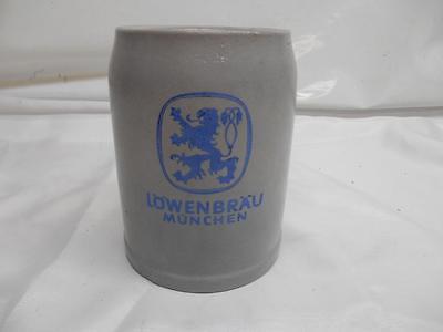 Old LOWENBRAU MUNCHEN Stoneware Pottery Beer Stein Mug Cup Germany Advertising