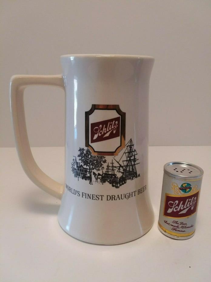 Schlitz Beer Stein Mug by McCoy Pottery & Schlitz Salt Shaker Can