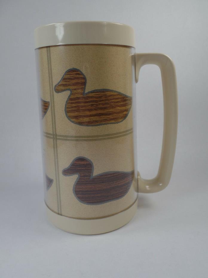 Vintage Thermo Serv Plastic 12 oz Mug / Stein Wood Duck Decoy