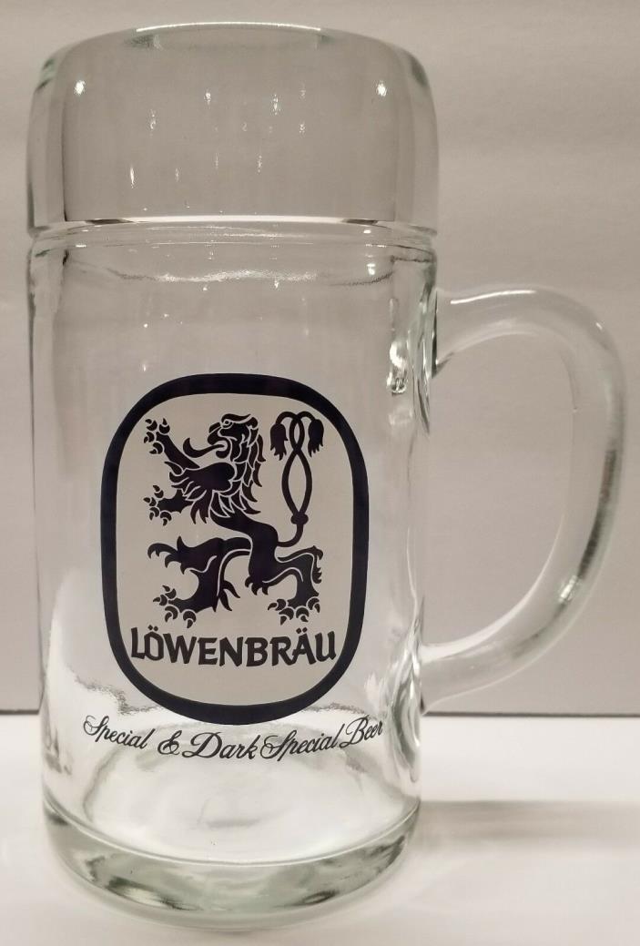 Lowenbrau Beer Stein Glass Mug Made in Germany 1 Liter