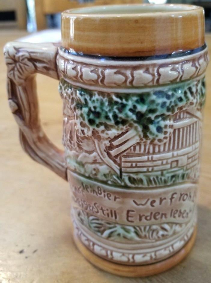 Vintage Hand Painted German Style Ceramic Beer Stein Mug Krug Made In Japan