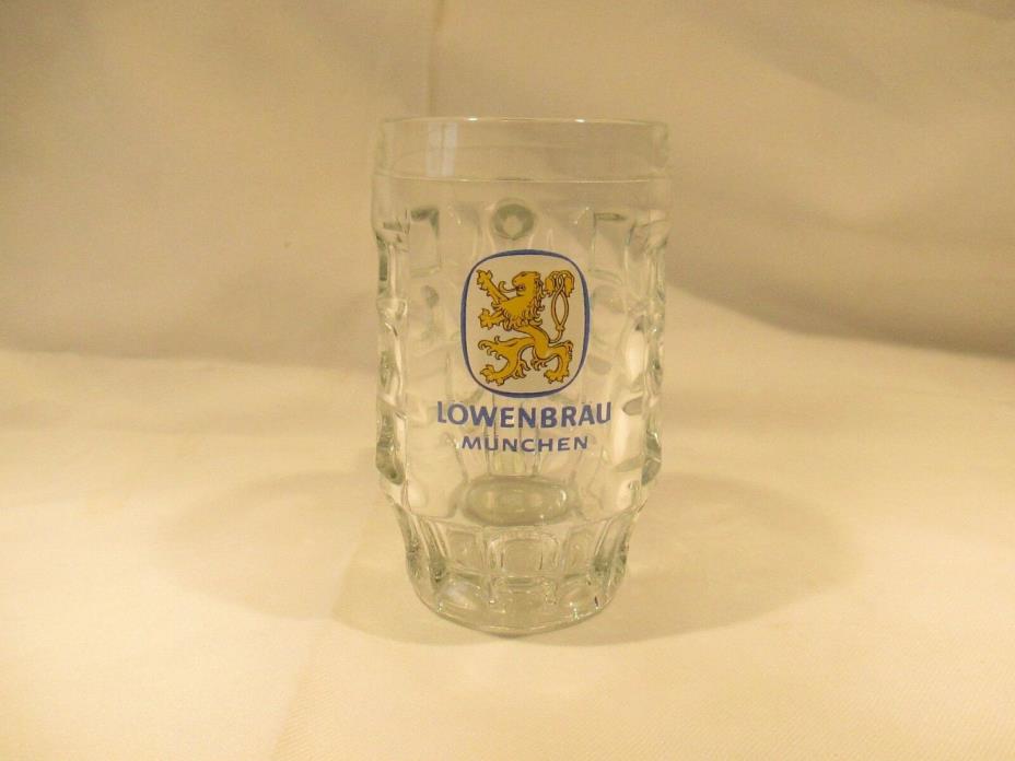Vintage Lowenbrau Munchen 0.5L Dimpled Beer Glass Munich Germany Brewery