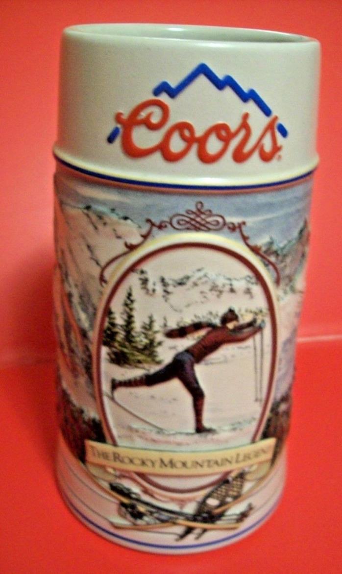COORS 1991 Beer Stein Mug Rocky Mountain Legend Cross Country Skiing #112041