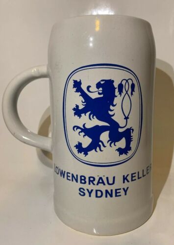 Lowenbrau Keller Sydney Stoneware Beer Mug Stein 7” Tall.