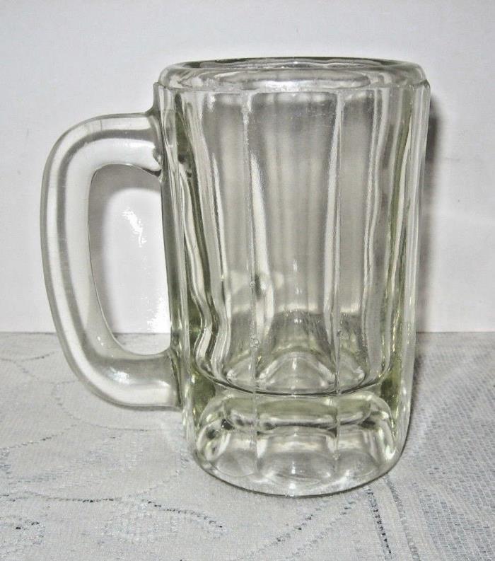 Vintage 8 oz. Clear Ribbed Glass Beer Mug